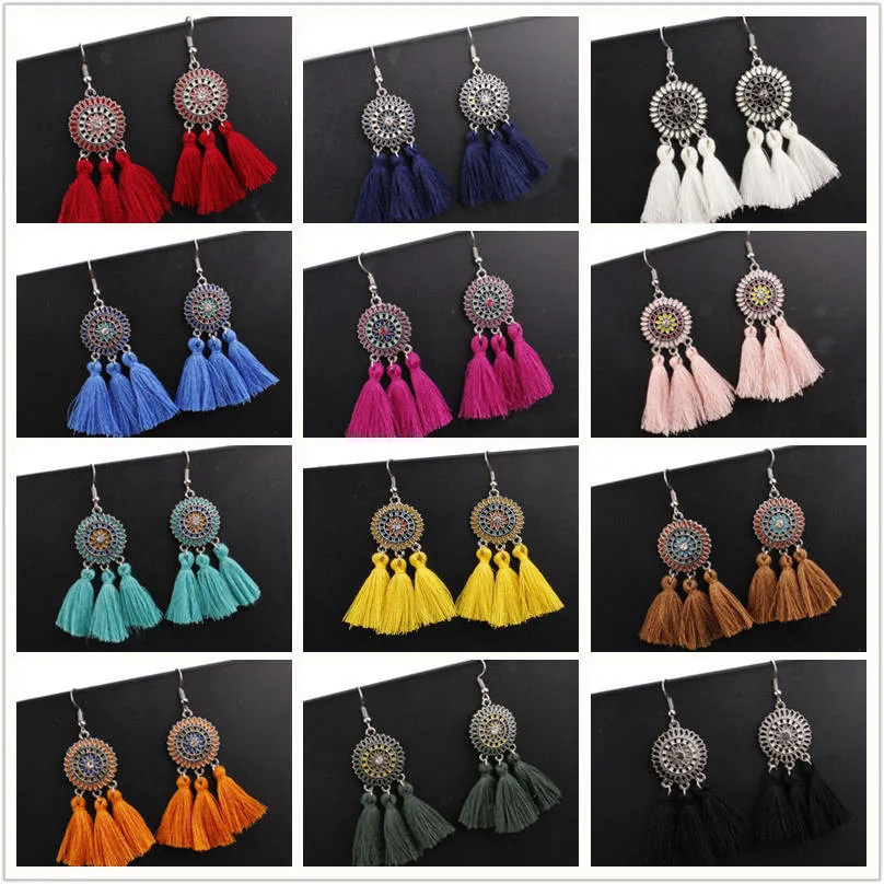 Новинка Amader Boho Этнические круглые висячие серьги с бахромой для женщин Свадебные