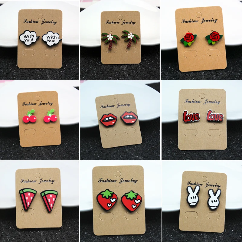 

Cute Cartoon Stud Earrings Lovely Cartoon Cherry Flower Strawberry Lip Stud Earrings For Women Girl Gift Wholesale JN0211