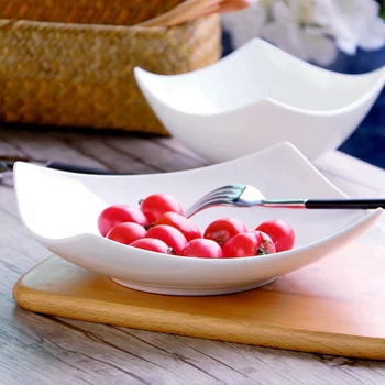 

Hotel Tableware Creative Porcelain Plate Pure White Dish Ceramic Soup Deep Plate Family Square Plate Bone China Dinner Tableware