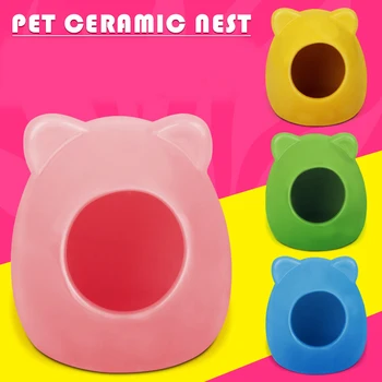 

Small Bear-head Hamster Guinea Pig Cages For Hamsters House Summer And Autumn Cooling Ceramic Nest Pets And Animals Accessories