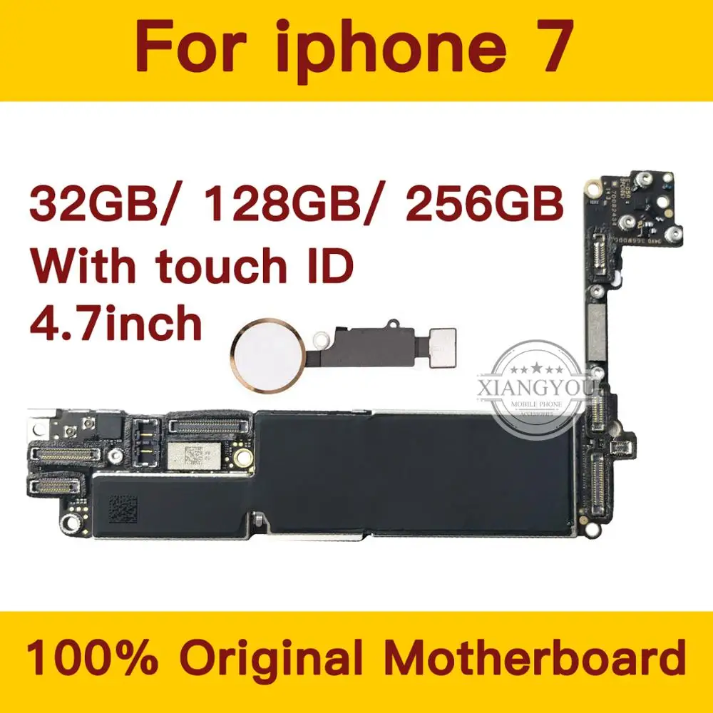 32 ГБ/128 ГБ/256 ГБ для iphone 7 материнская плата с сенсорным ID, оригинальная разблокированная для iphone 7 материнская плата с чипами, хорошо протестирована