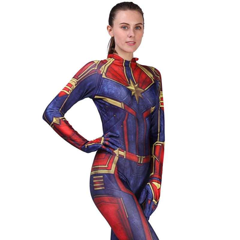 Костюм капитана Марвел для косплея Carol Danvers 2019 Супергерой MS на Хэллоуин