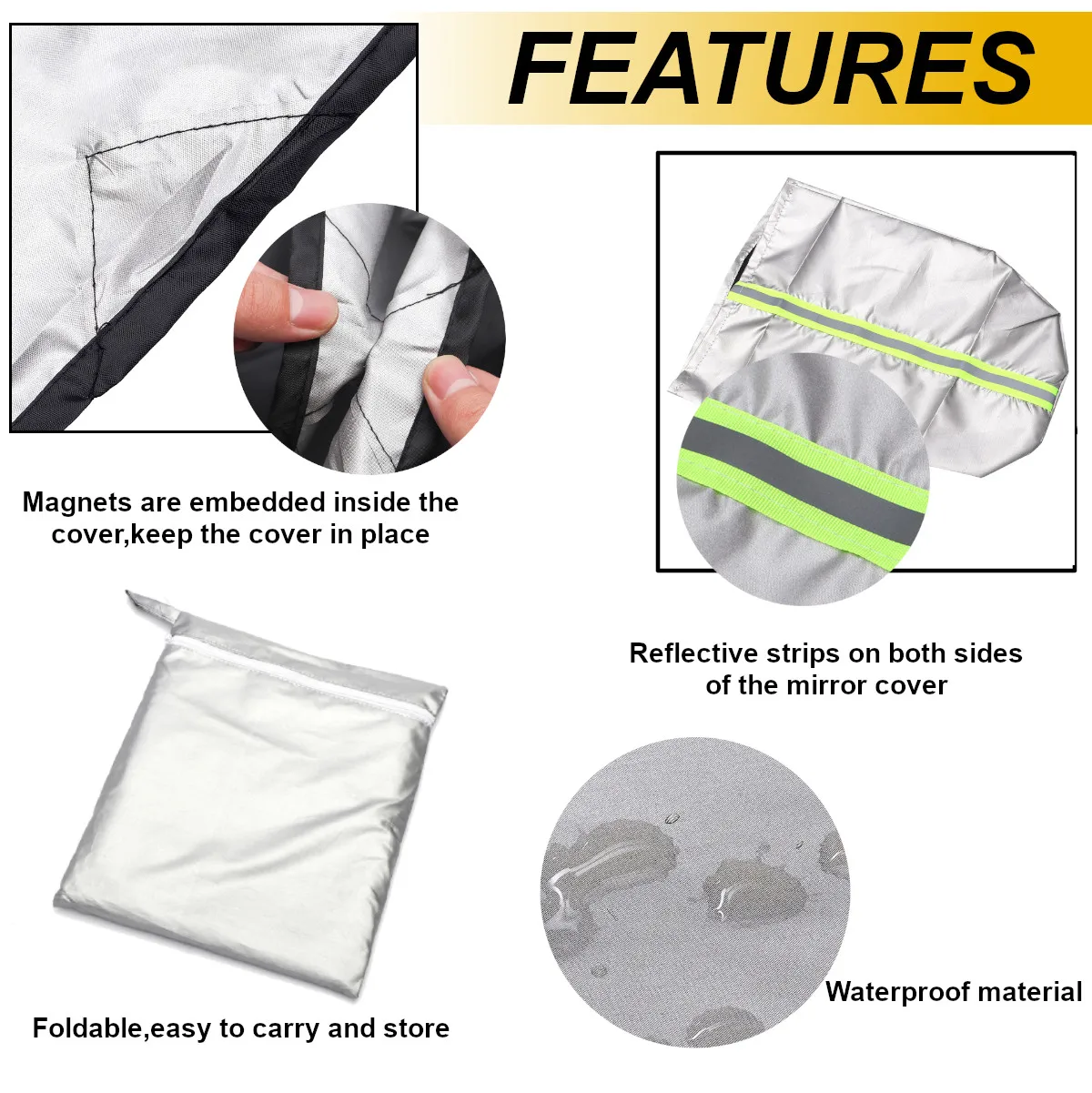  210x123.5cm Car Magnetic Windshield Windscreen Cover Snow Sun Dust Ice Frost with Mirror Protector 