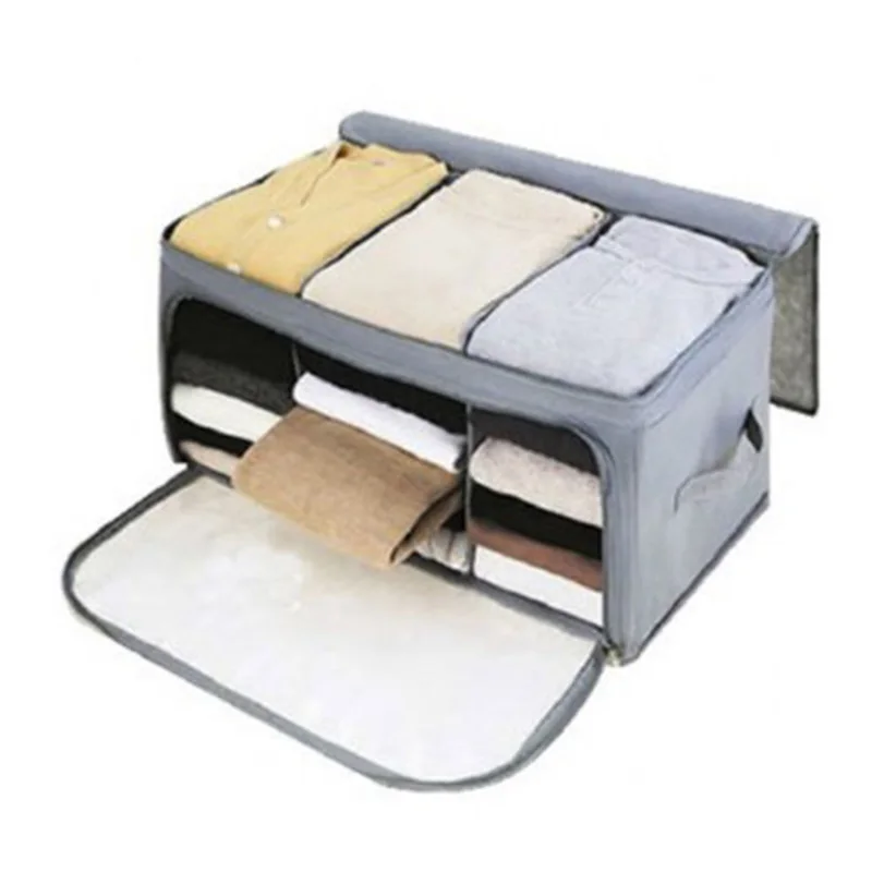 

Bamboo Charcoal Foldable Underbed Large Storage Bag Box Zip Clothes Organizer