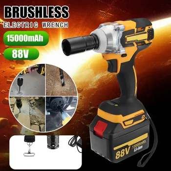 

68V/88v 6000/15000mAh Impact Brushless Cordless Electric Wrench 2 Rechargeable Extra Battery 1 Charger Drive 380 N.M Power Tools