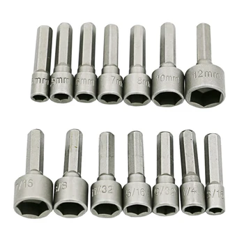 

Quick Change Dual Metric & Standard SAE 1/4" Shank New 14pc Power Nut Driver Set