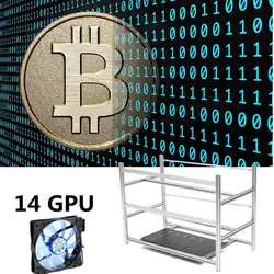 Stackable Open Air Mining Rig Frame Miner Case + светодио дный 10 светодиодных вентиляторов для 14 GPU и т. д. BTH новый компьютер Mining Case Frame Server Chassis