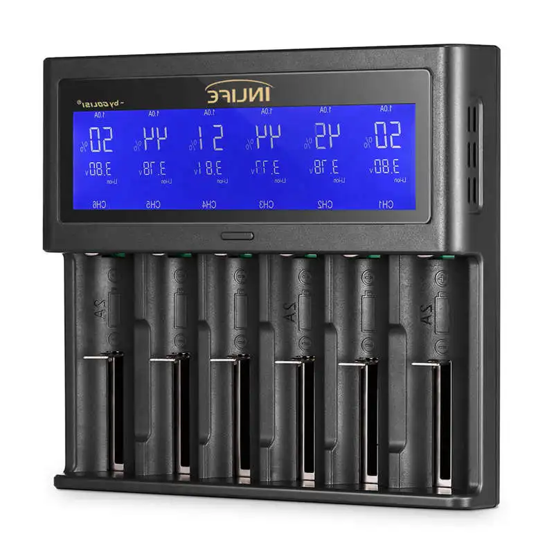 Golisi S6 2A 1A 0.5A интеллектуальное зарядное устройство Lcd для 18650 26650 20700 21700 Li Ion Ni MH Cd Aaaa