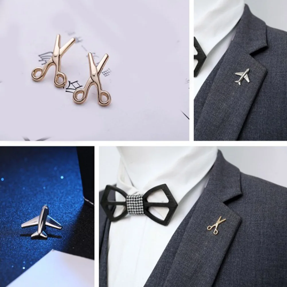 Men Suit Brooch Pin butterfly jewelry shirt collar brooch maple leaf smile plane brooch Man