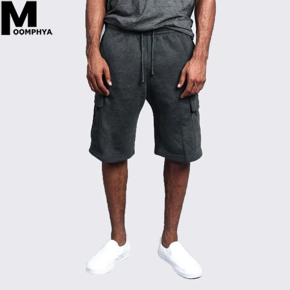 Moomphya/ уличная одежда в стиле хип-хоп, боковой карман Шорты мужские прямые брюки-карго для мужчин Шорты однотонные короткие штаны