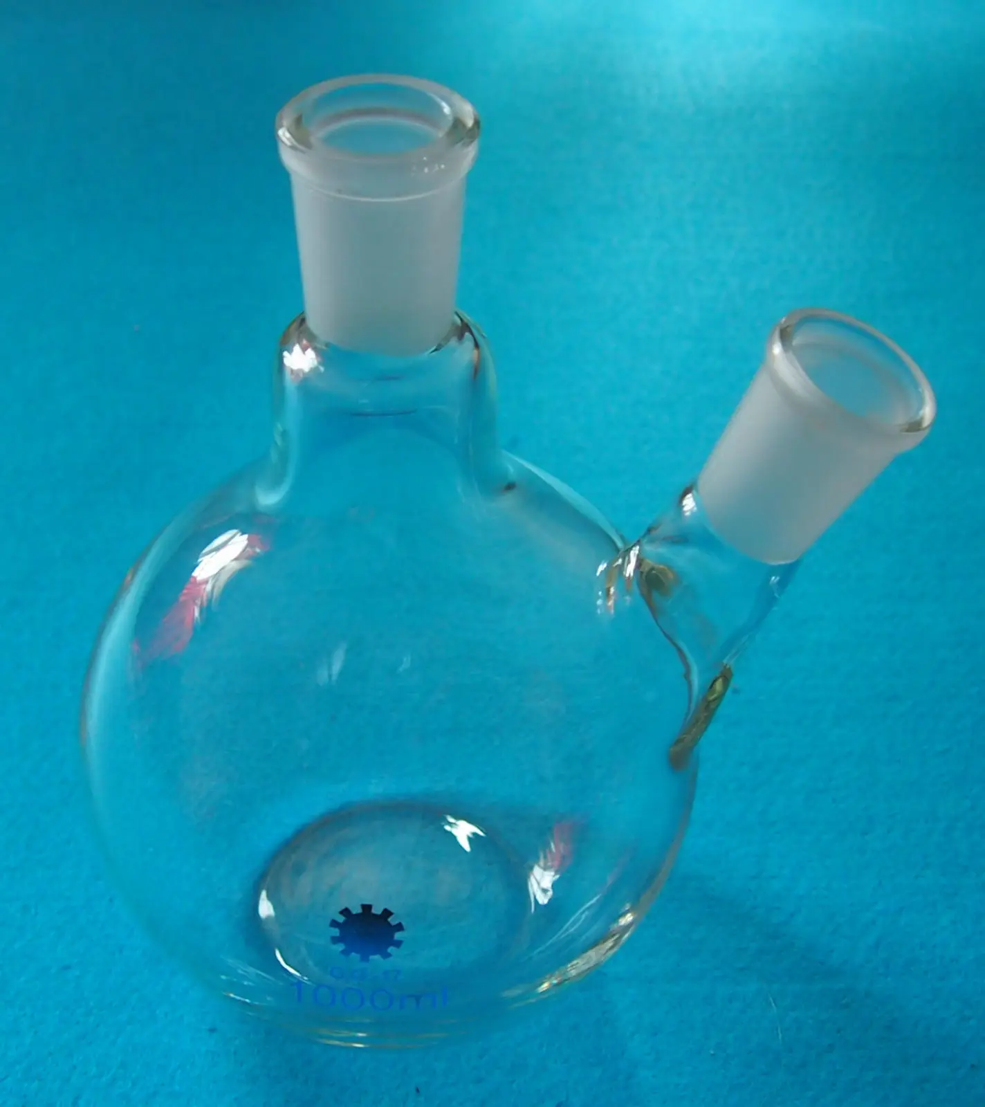 1000 ml, 2 Cổ, 24/40, Flat Dưới Glass Flask, Hai Cổ, Phòng Thí Nghiệm Sôi Chai