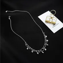 New Aaa Sparking Cz Dots 8 Charms Crown Link Chain Thin Sterling Silver 925 Tassel Design Women Chokers Necklace