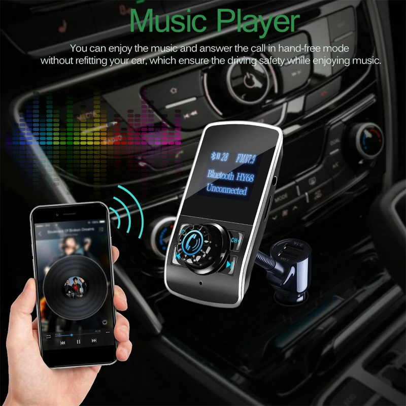 20 штук передатчик Bluetooth гарнитура для авто Беспроводной автомобильный комплект громкой связи Bluetooth Радио FM модулятор Автомобильный MP3 USB Зарядное устройство Поддержка Micro TF
