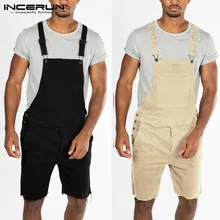 Мужские брюки, комбинезон с карманами, хлопковые однотонные брюки, мужской костюм на лямках, уличная мода, повседневные штаны, комбинезон больших размеров INCERUN
