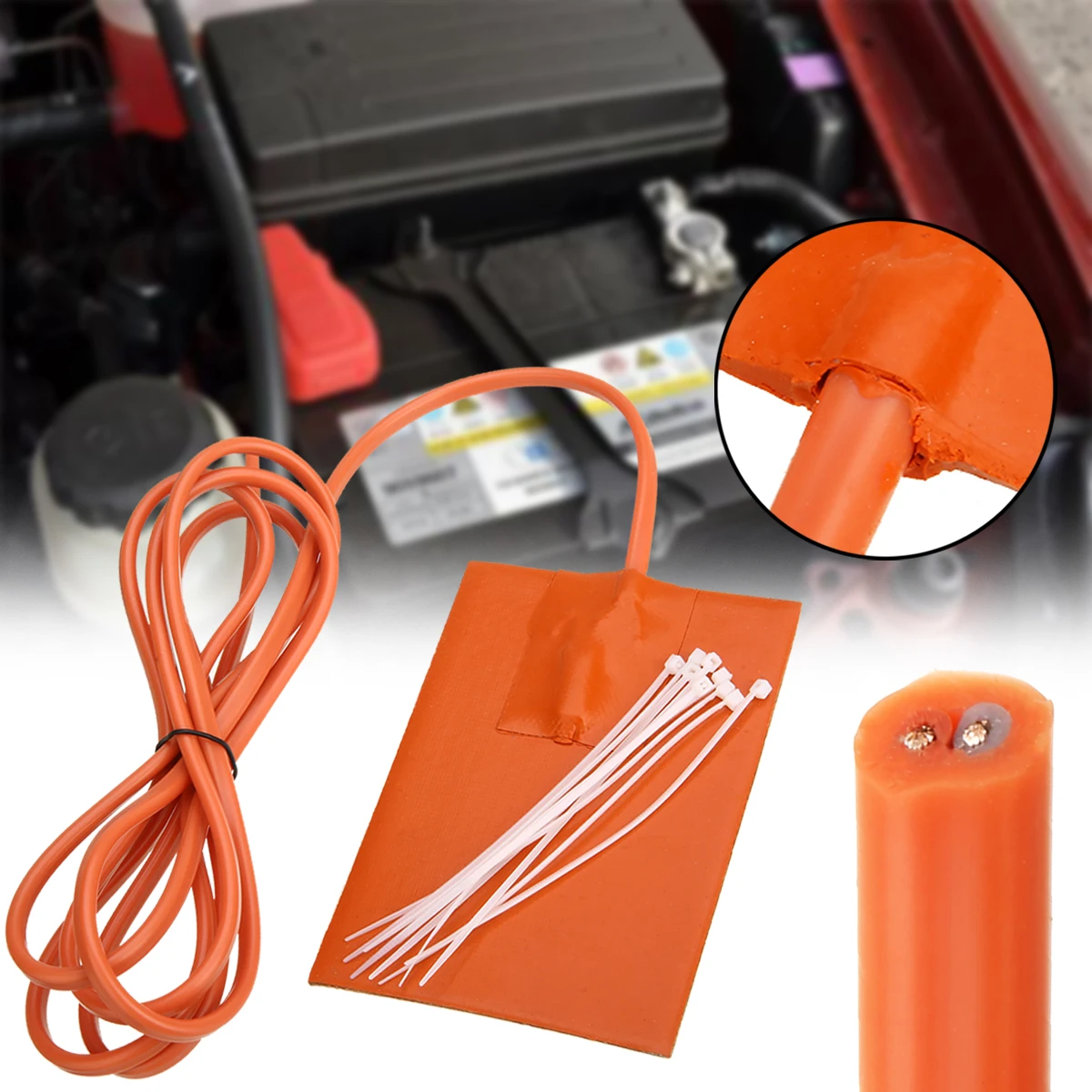 

Orange Silicone Tank Heater Pad 110V 250W Car Engine Heater Oil Pan Tank Heater Pad Heater Adhesive 9x13cm Heating Plate