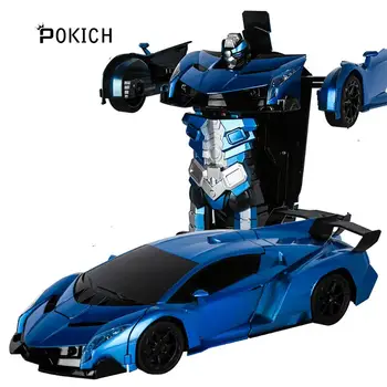 

Pokich 2.4G Induction Deformation RC Car Transformation Robots Gesture Sensing Sports Vehicle Model Robots Toys Gift for Kids