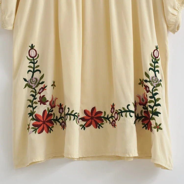 Nova blusa bordada floral étnica mexicana 70s,