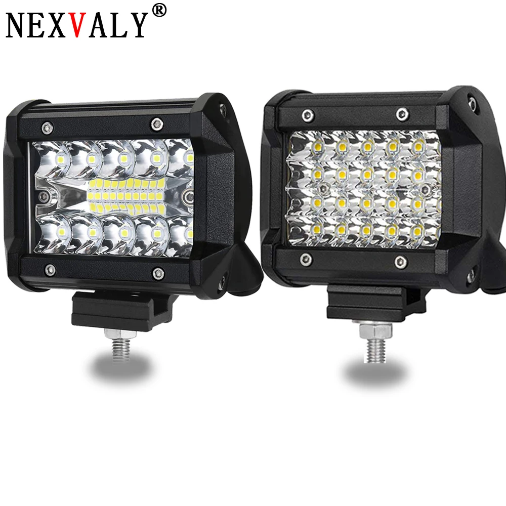 

NEXVALY 2PC 4 Inch LED Light Bar Spot Flood Combo Beam Offload Work Light 60W Triple ROW LED Cubes Driving Fog Lamps For SUV ATV