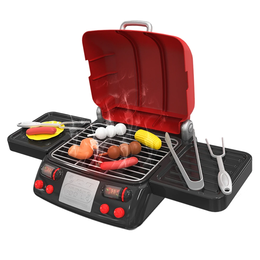 

New Creative Children Electric BBQ Grill Playset Cooking Pretend Play Kitchen Toys Learning Skills For Kids - Red/Black