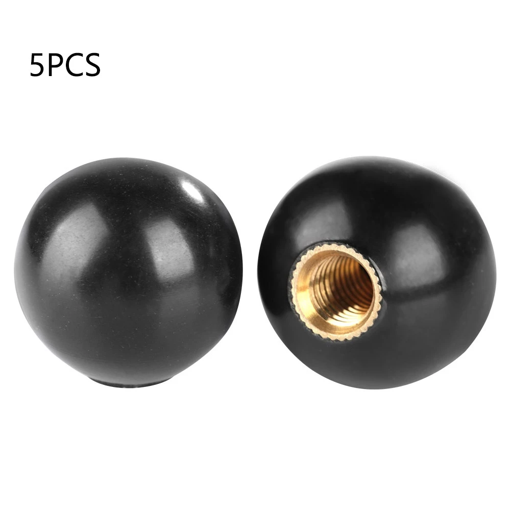 perilla negra redonda del cambio de la bola de la baquelita Perilla de la bola de la manija 5pcs perilla del cobre del hilo M8