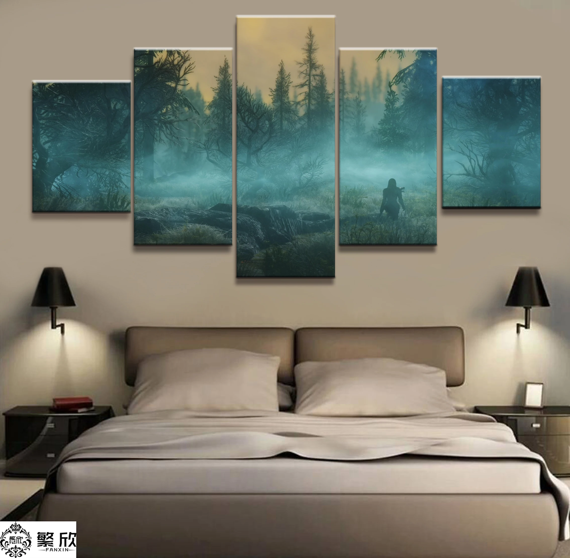 

Home Decor Modular Canvas Picture 5 Piece Elder Scrolls V Skyrim Game Painting Poster Wall For Home Canvas Painting Wholesale