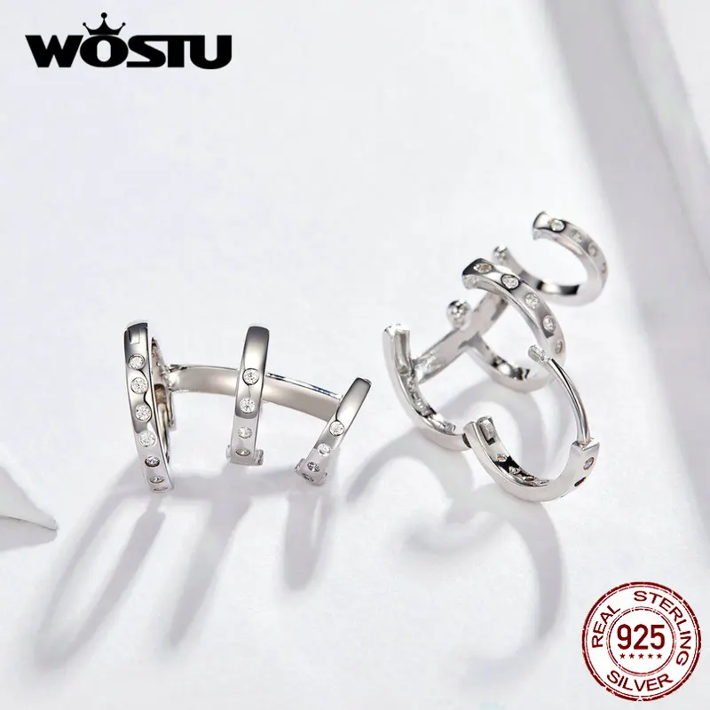 WOSTU, серьги с двумя отверстиями для ушей, 925 пробы, серебряные, крученые, круглые серьги-гвоздики для женщин, девушек, модное ювелирное изделие CTE085