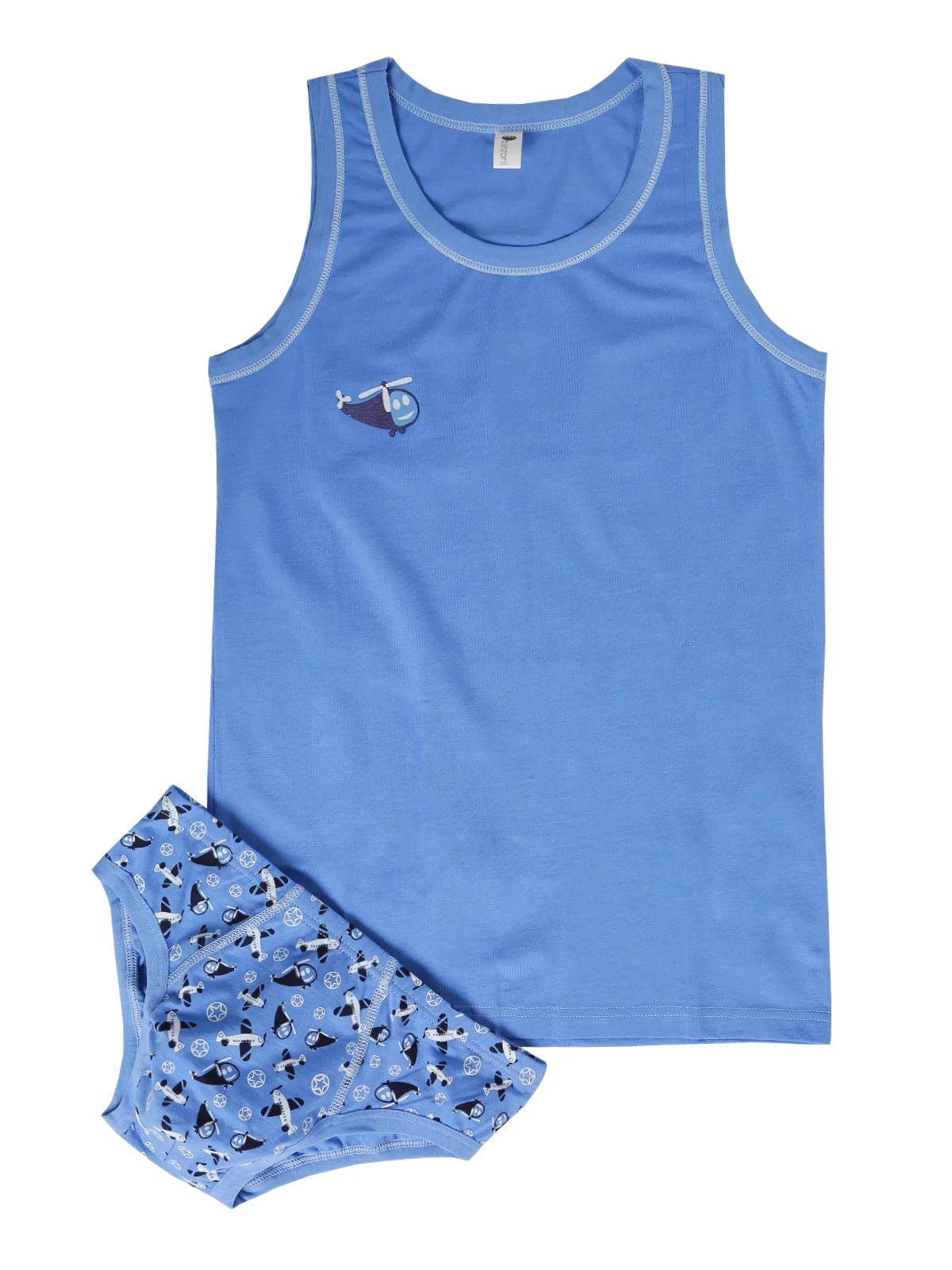 Blue fancy underwear suit baby boys tank top + briefsin Undershirts