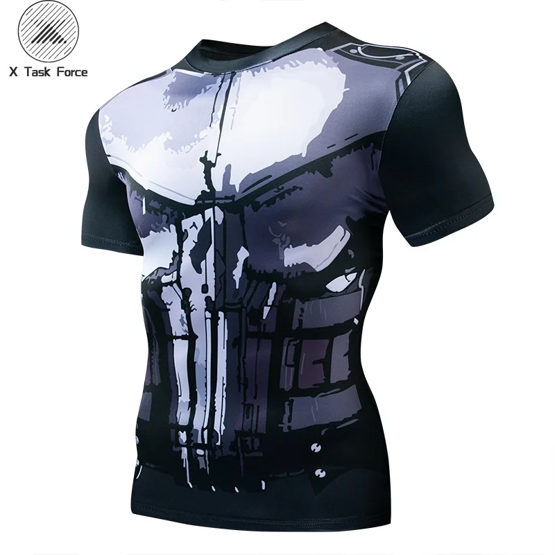

Short Sleeve 3D T Shirt Men T-Shirt Male Crossfit Tee Captain America Superman tshirt Men Fitness Compression Shirt Punisher MMA
