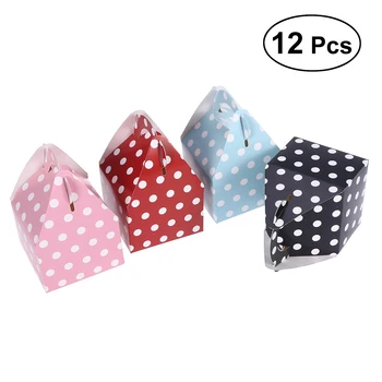 

12pcs Gift Wrap Storage Assorted Color Bright Polka Dot Treat Boxes Party Favor For Holiday Decor
