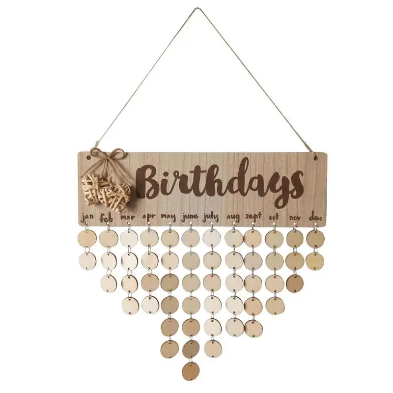 

DIY Wooden Round Plates Wall Hanging Calendar Sign Special Date Birthday Reminder Board Home Decoration Wood Calendar