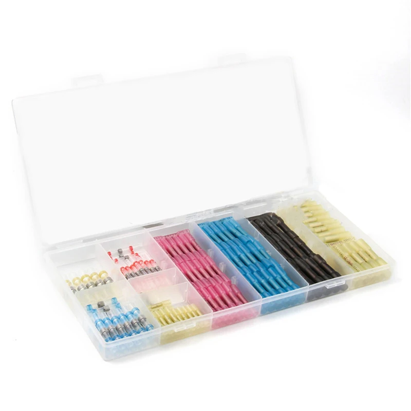 

200pcs Intermediate Heat Shrink Butt Wire Cable Connectors Waterproof Solder Multi-colored Sleeve Assortment With Box