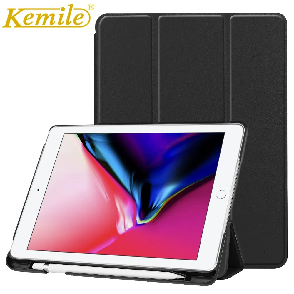 Чехол Kemile для нового iPad 2018 тонкий умный чехол из искусственной кожи с держателем