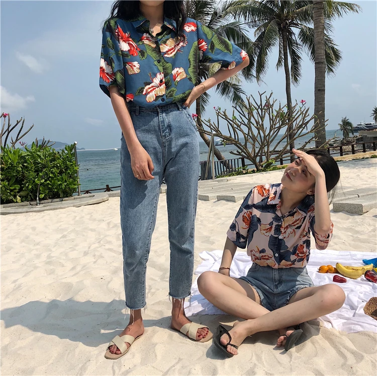 المرأة الصيف القطن لينة البلوزات خمر الطباعة زهرة بلوزة قصيرة الأكمام قميص المرأة Camisas Femininas الإناث قمم المرأة الصيف القطن لينة البلوزات خمر الطباعة زهرة بلوزة قصيرة الأكمام قميص المرأة Camisas Femininas الإناث قمم