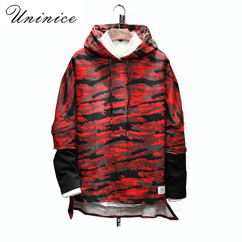 

New Autumn Men Spring Plus Size 5XL Sweatshirt Male Camouflage Printed Teenager Street Punk Patch Sleeve Hooded Hoodies Tops