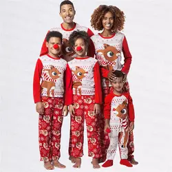 Одежда для папы, мамы и ребенка, Семейные комплекты, рождественские пижамные наборы, одежда для сна с длинными рукавами, длинные брюки