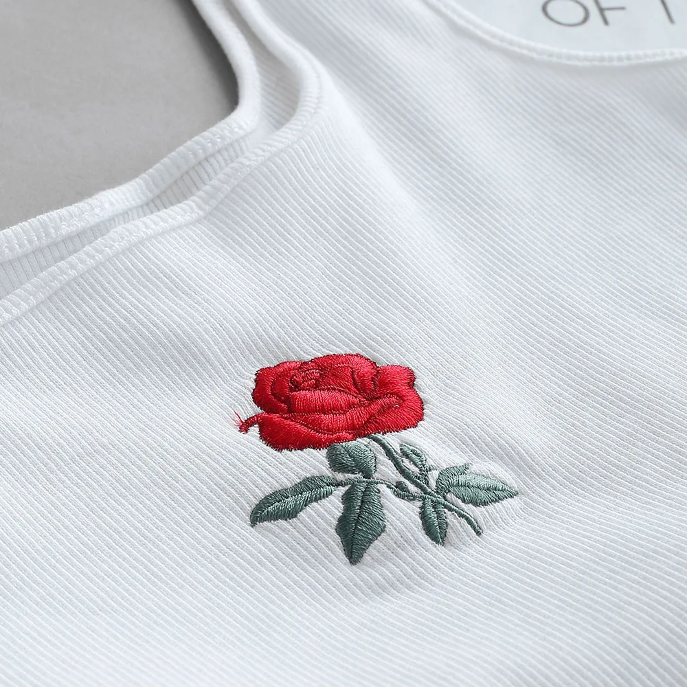 Женский короткий топ с вышивкой ZAFUL Rose винтажный укороченный из хлопка цветочным
