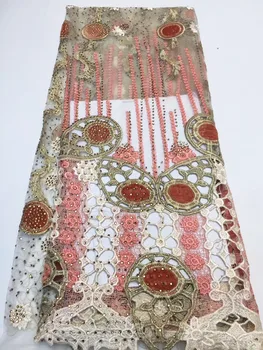 

Nigerian laces fabric high quality beautiful embroidered stones french net tulle mesh lace African lace fabric for wedding party