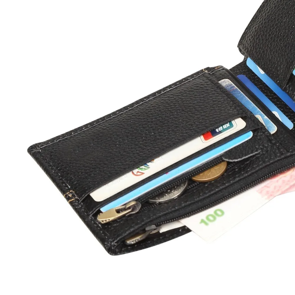 Винтажный RFID блокирующий мужской кошелек из натуральной коровьей кожи ручной