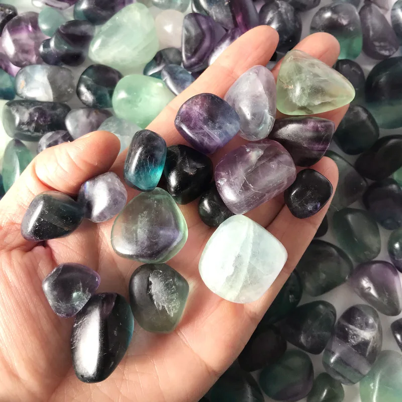 

Natural color fluorite rainbow crystal natural gravel original stone polished fish tank stone landscaping decoration