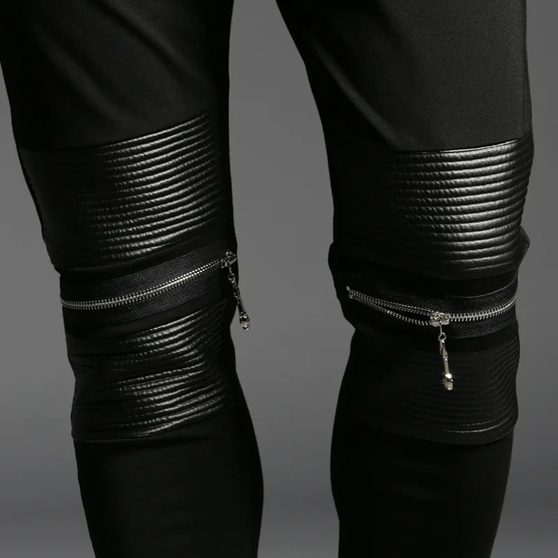 1822 весенние обтягивающие штаны в стиле хип-хоп, мужские черные облегающие штаны до колена на молнии, мужские хлопковые уличные спортивные штаны для бега XXXL