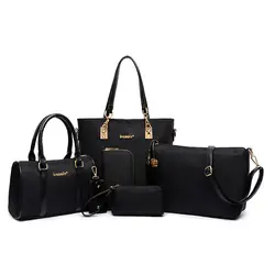 Мода 6 шт./компл. нейлон Для женщин сумочки Crossbody Bag одноцветное леди сумка кошелек Сумки Bolsa Sac