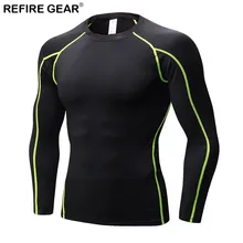 Refire Шестерни быстросохнущая Спортивная одежда для футбола Фитнес колготки для спортзала для игры в баскетбол Для мужчин рубашка майки компрессия Бодибилдинг Спортивная футболка
