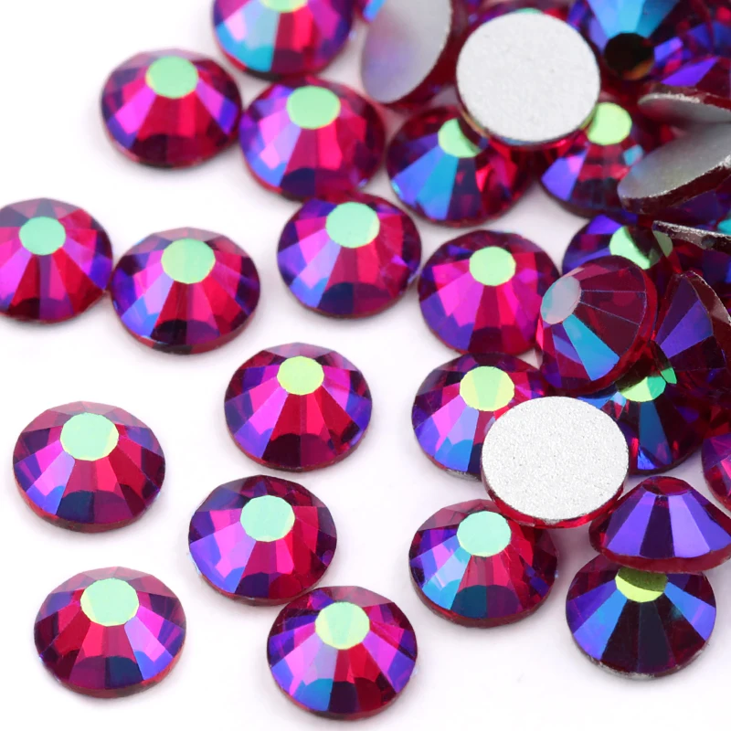 QIAO Light Siam AB Hotfix Rhinestones For Clothing&Wedding Garment Flat  Back Hot Fix Crystals Rhinestone Accessories