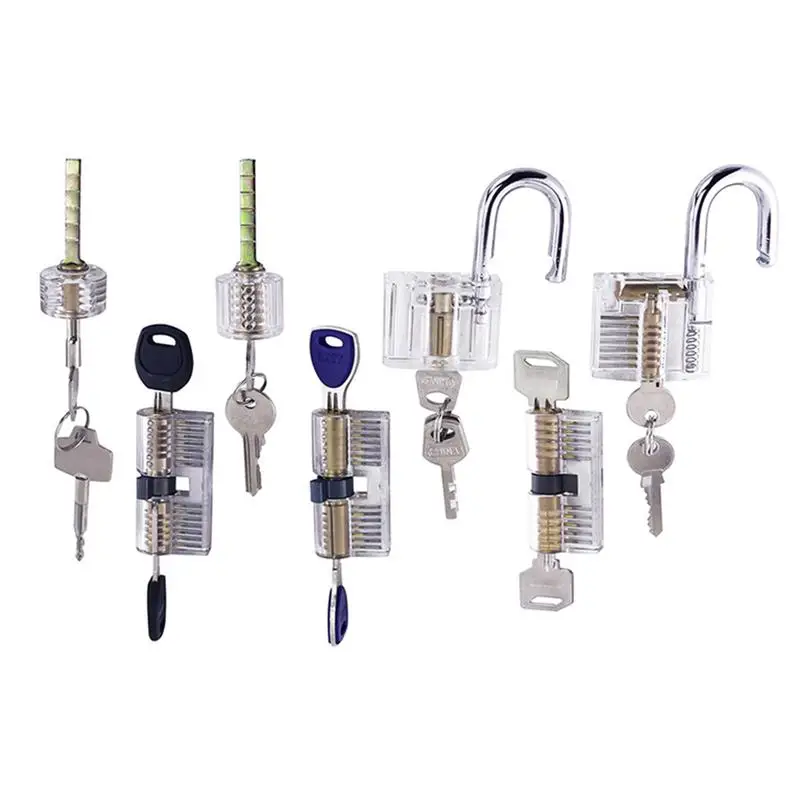 

Transparent Lock Seven-piece Combination Set Locksmith Beginner Practice Craft Training Lock Collective Game Party Tool