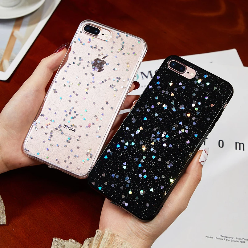 

Luxury Bling Glitter Case for iPhone X XS Max XR Case For iPhone 8 7 6 6S Plus X Back Cover Love Heart Soft Silicone Phone Case