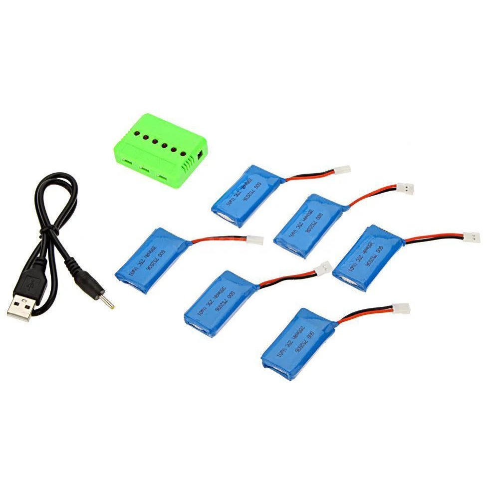 OPQ-X6 зарядное устройство с 6 шт 3 7 V 380mAh Lipo батарея для Hubsan X4 H107/L/C/D Quadcopte |