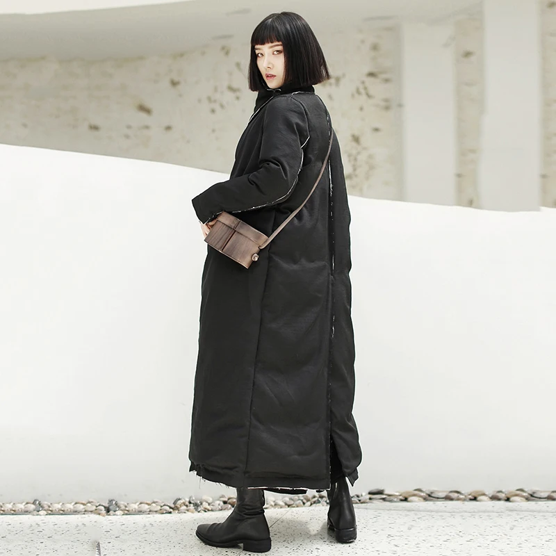 Coton Noir Longues Revers Manches Jk101 eam 2019 Mode Manteau Parkas Long Lâche rembourré Burr Femmes Nouveau Printemps Black Épaississement wAzBR