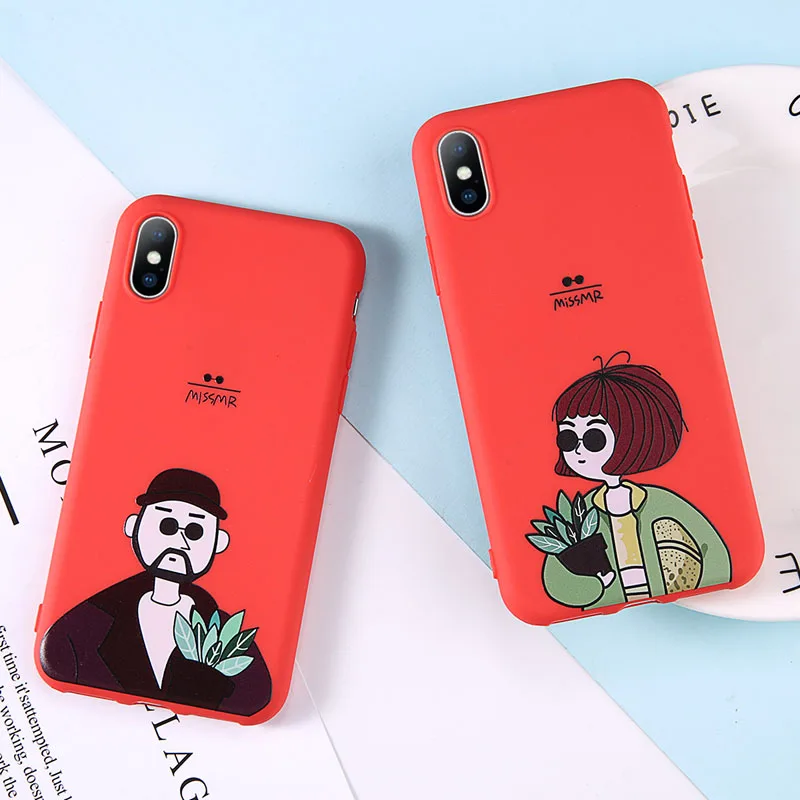 

OTTWN Phone case for iPhone 6 6S Plus 7 8 Plus Cartoon Girl Pattern Cases Soft TPU Back cover for iPhone X XS MAX XR 5 5S SE