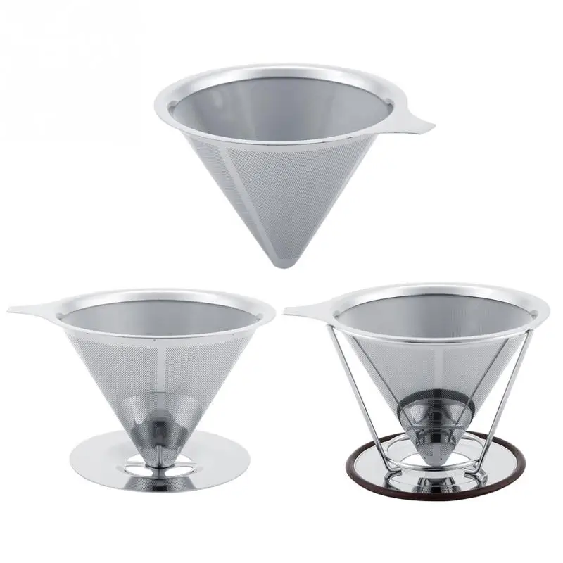 Stainless Steel Coffee Filter Reusable Double Layer Brew Dripper with