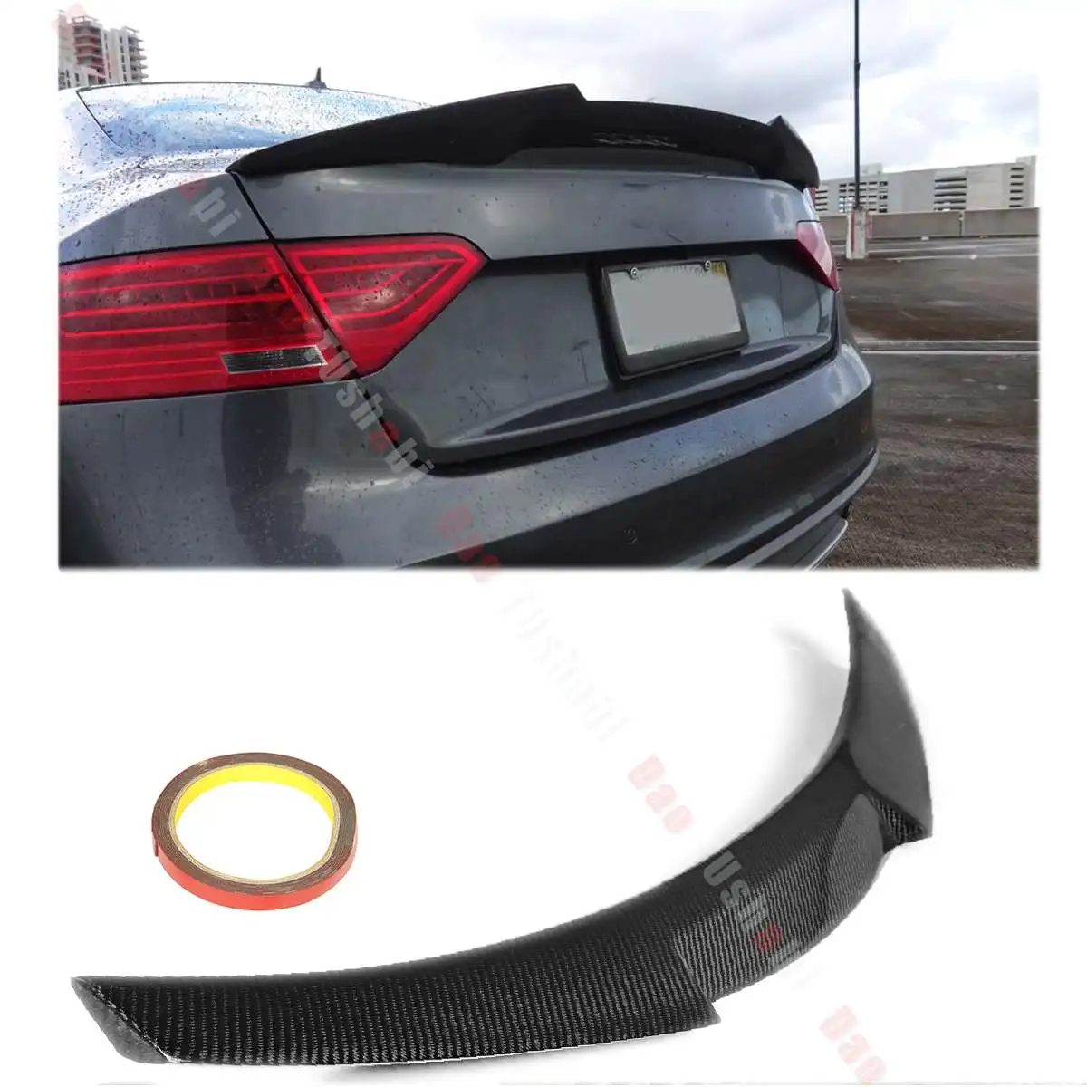Задний спойлер из углеродного волокна для крыши Audi A5 B8 B9 Седан 4 двери 2009 2010 2100 2012